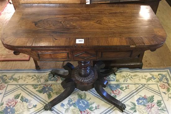 Regency rosewood folding card table(-)